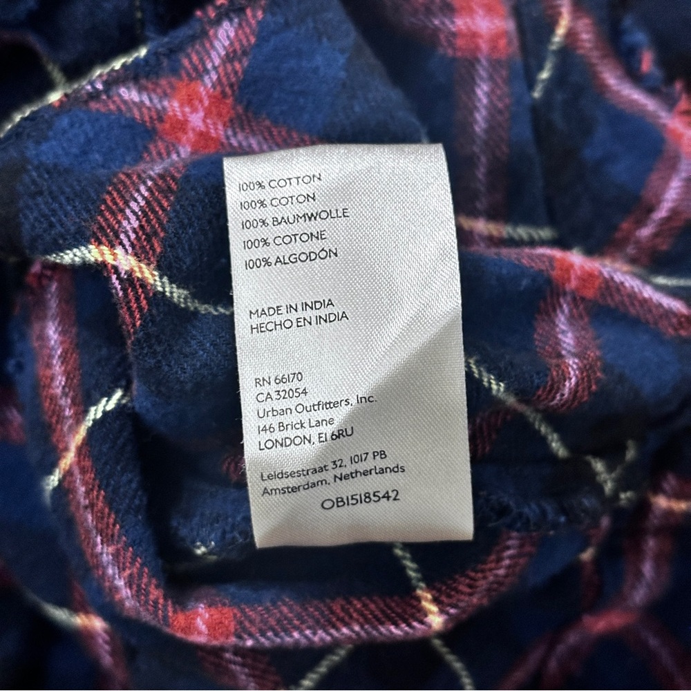 FREE PEOPLE Happy Hour Plaid Flannel Top / Navy Combo - Picture 11 of 11
